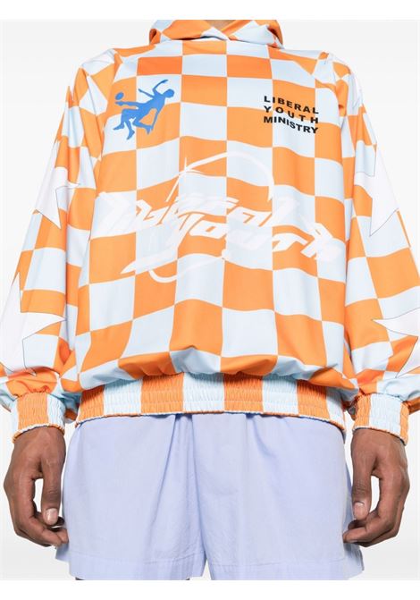 Orange logo checkerboard-print sweatshirt - men LIBERAL YOUTH MINISTRY | LYM05T1241